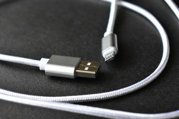 White USB 2.0 cable for micro USB