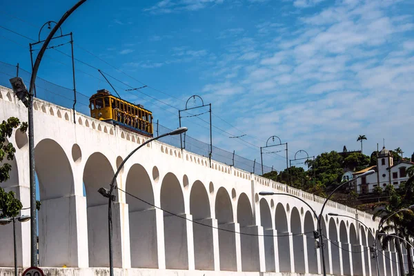 Famoso tranvía de Lapa al distrito de Santa Teresa, Río de Janeiro —  Fotos de Stock