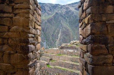 Ollantaytambo kale Harabeleri Cusco bölgesinde, Peru