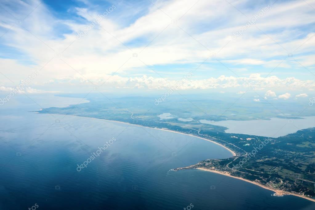 Panoramic view of endless beaches and Punta Ballena horn, Uruguay