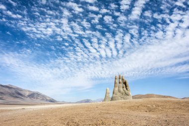 Hand Sculpture, the symbol of Atacama Desert in Chile clipart