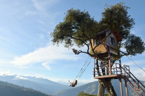 The Swing At Casa Del Arbol In Banos De Aqua Santa, Ecuador