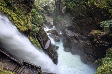 Waterfall Pailon del Diablo in Banos. Ecuador clipart