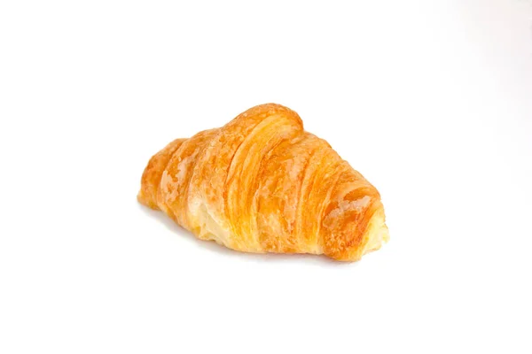 Vacker Fransk Välsmakande Croissant Isolerad Vit Bakgrund — Stockfoto