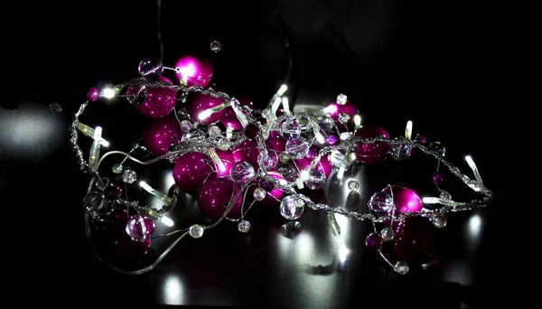 Luminous Christmas Decorations Black Background — Stock Photo, Image