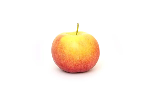 Jasnoczerwony Żółty Jabłko Białym Tle — Zdjęcie stockowe