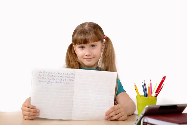 Girl Does Her Homework — Stock Photo, Image