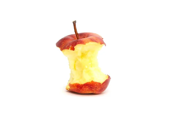 แอปเป แดงถ นบนพ นหล ขาว แกนกลาง — ภาพถ่ายสต็อก