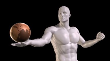 Kavram olarak küresel teknoloji ile çalışan iş adamı