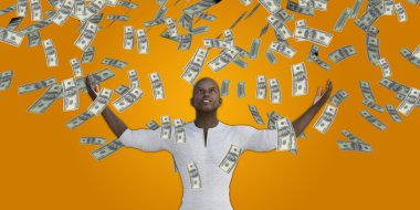 Siyah adam gökten para yakalama