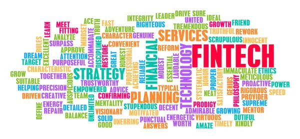 Fintech Word Cloud Concept — Stockfoto