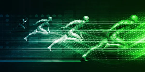 Men Running on Technology Background — Stock Photo, Image