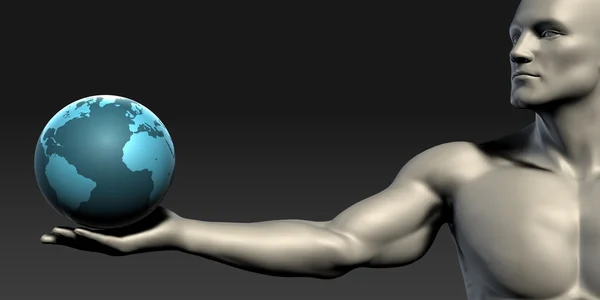 Globus mit offener Handfläche — Stockfoto