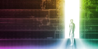 Teknoloji Portal önünde duran adam