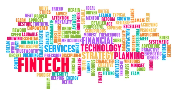 Fintech Word Cloud Concept — Stockfoto