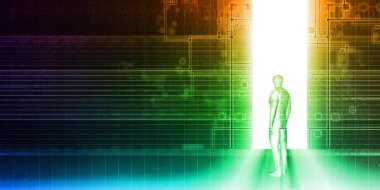 Teknoloji Portal önünde duran adam