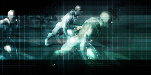 Hombre Running on Technology Concepto de fondo Arte —  Fotos de Stock