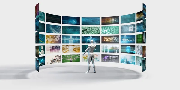 Videowand auf weißem Hintergrund — Stockfoto