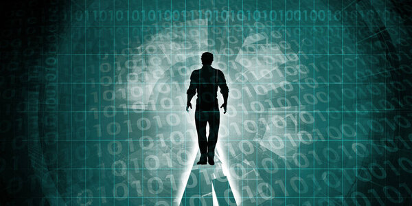 Man Surrounded By Technology Concept Art