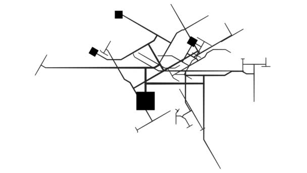 Ciudad en crecimiento con la expansión de las carreteras y el mapa — Vídeo de stock