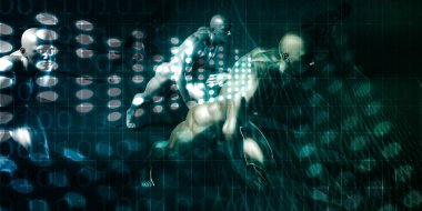 Teknoloji arka planda çalışan erkekler