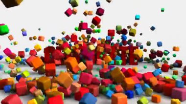 Kavramı renkli bloklar ile beyaz arka plan üzerinde kutlamak