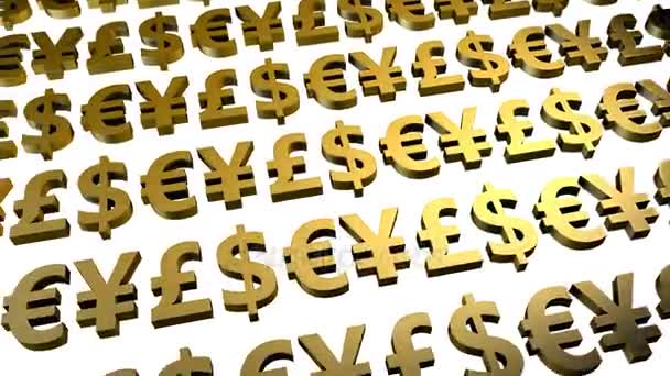 Scrolling Currency Symbols Loop of Foreign Currencies — Stock Video