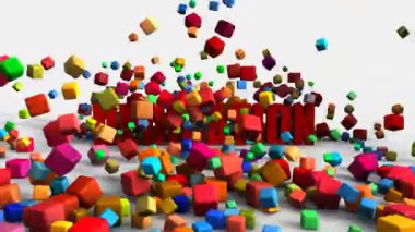 Bağlılık kavramı renkli bloklar ile beyaz arka plan üzerinde