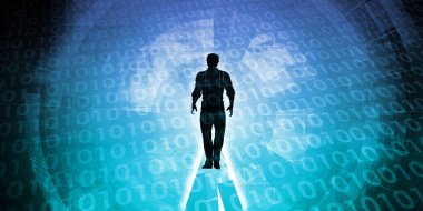 Teknoloji tarafından çevrili adam