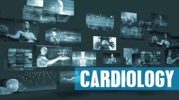 Cardiology Medical with Moving Screens Video Wall Background Looping — Stok Video