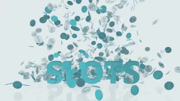 空から落ちてくるお金の概念をギャンブル スロット マシン — ストック動画