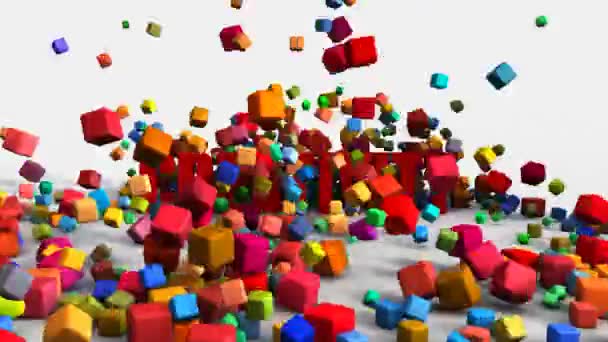 Концепция творчества на белом фоне с красочными блоками — стоковое видео