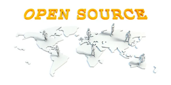 Opensource Concept met Business Team Concept Art — Stockfoto