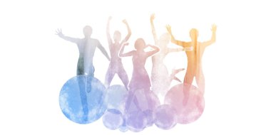 Sevinç için atlama arkadaş grubu