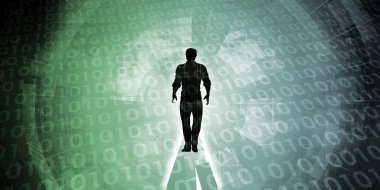 Teknoloji tarafından çevrili adam