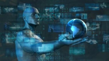 Ağ fütüristik teknoloji ve Online dijital sanat