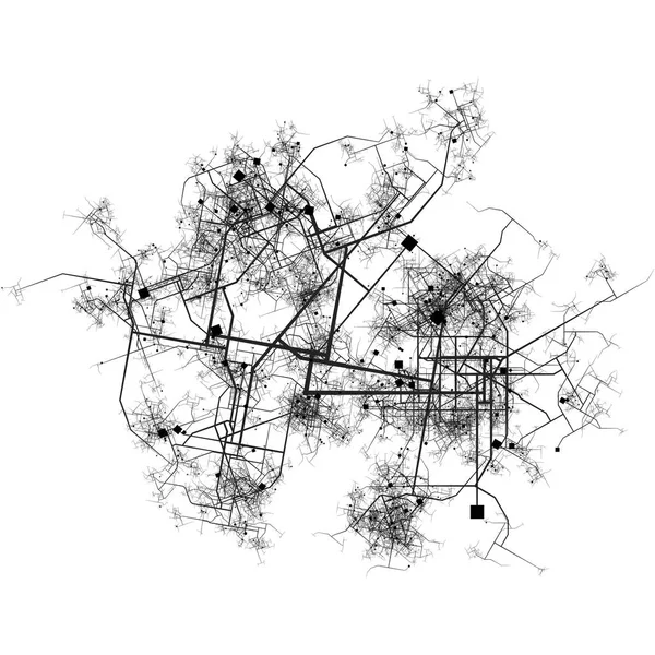 Mapa zawiłej fikcyjne miasto — Zdjęcie stockowe