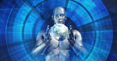 İşadamı ve Globe in hands ile Geleceğin Geçmişi