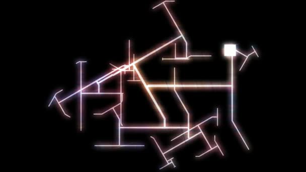 Mapa de una ciudad ficticia Caminos y calles — Vídeo de stock