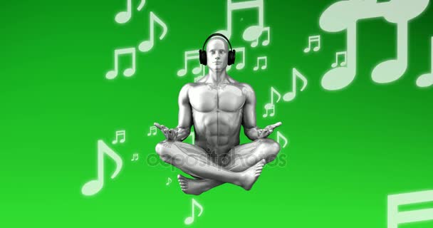 Słuchanie muzyki i osiąganie spokojnego stanu zen — Wideo stockowe