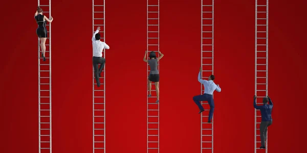 Business People Climbing Ladders — Stock Photo, Image