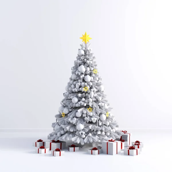 Белое рождественское дерево — стоковое фото