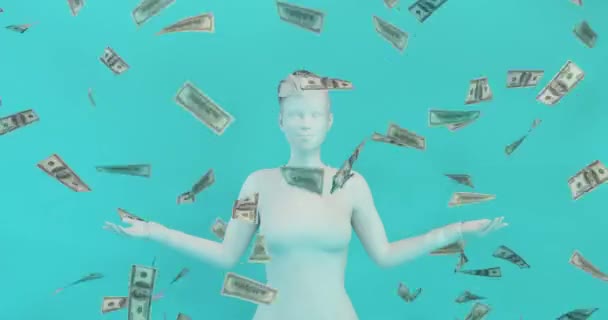 Money Falling From the Sky met Afrikaanse zakenvrouw — Stockvideo