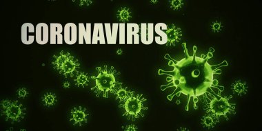 Coronavirus Bulaşıcı Hastalık Siyah ve Yeşil Konsepti