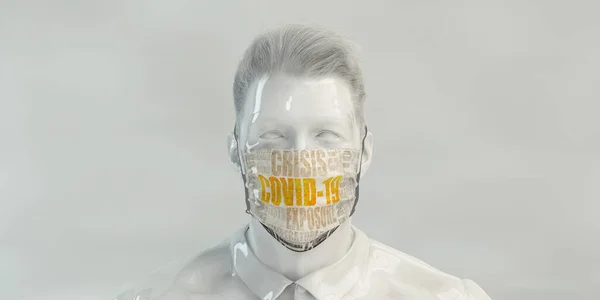 Covid Konzept Mit Mann Mit Schutzmaske — Stockfoto