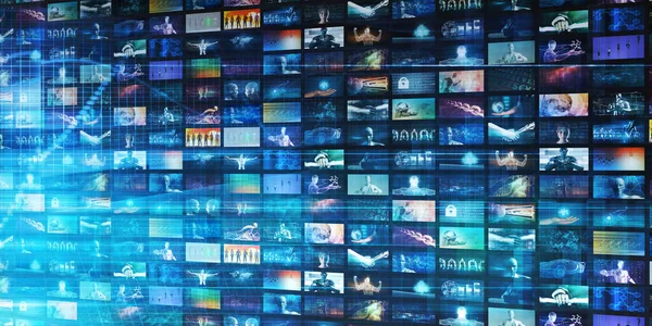 Media Telecommunications Concept with Video Wall Art