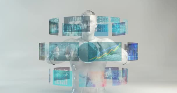 Holografiskt gränssnitt som ett Hologram-GUI-systemkoncept — Stockvideo
