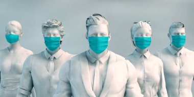 Sağlık İşçileri Yüz Maskeleri ile Birlikte Ayakta Duruyor