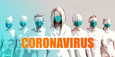 Medical Frontliners Facing Coronavirus Outbreak with Female Doctor clipart