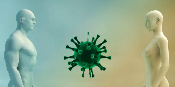 Coronavirus Covid Espalhando Através Gotas Conceito Doença Vírus — Fotografia de Stock